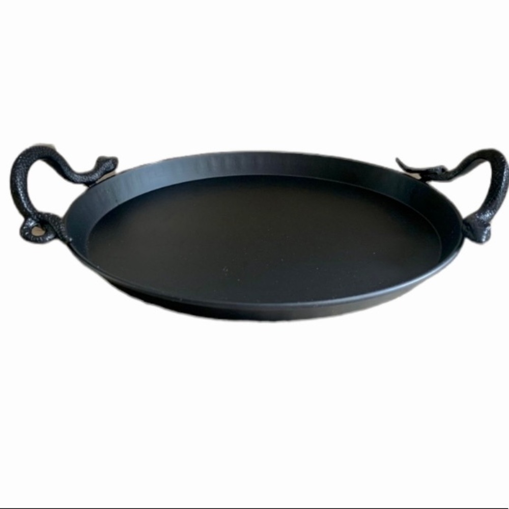 Matte Black Metal Snake Handle Tray for Halloween